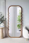 Oversized Wooden Floor Mirror with Unique Design