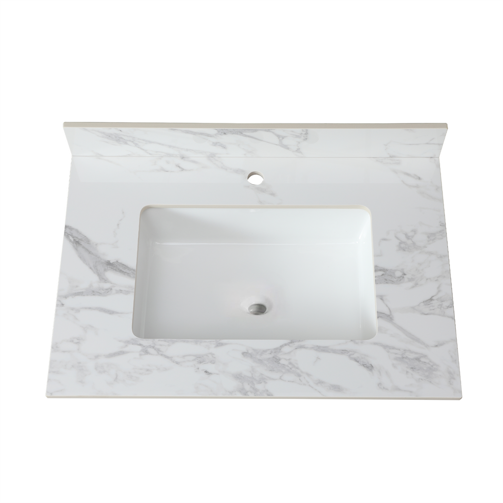 31"x22" Bathroom Vanity Top in Sintered Stone Carrara