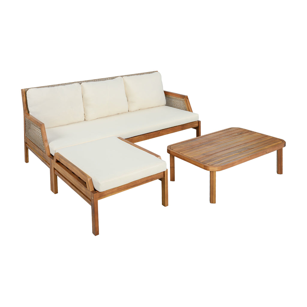 3 Piece Acacia Wood Patio Furniture Set