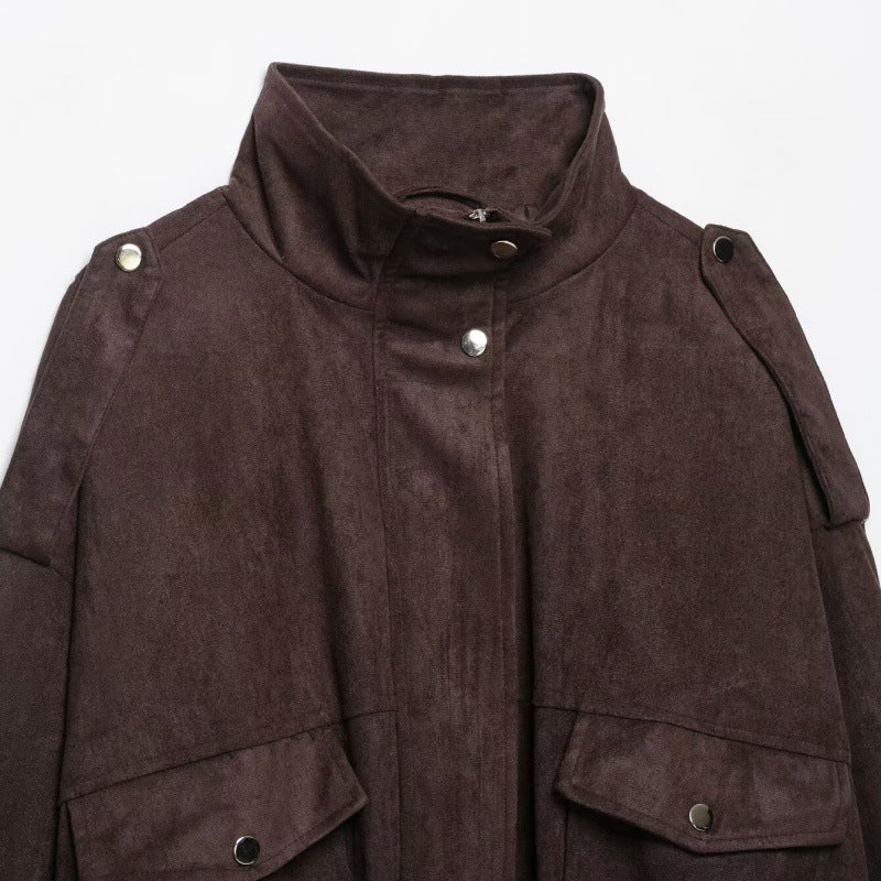 Womens Retro Suede Jacket Coat