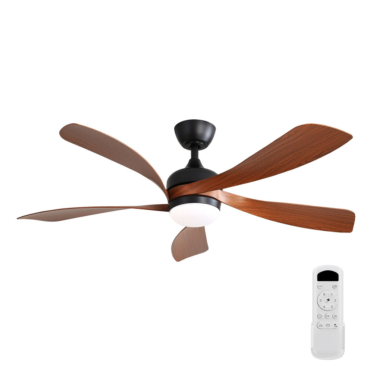 52 Inch Indoor Ceiling Fan With 3 Color Dimmable 5 ABS Blades Remote Control Reversible DC Motor