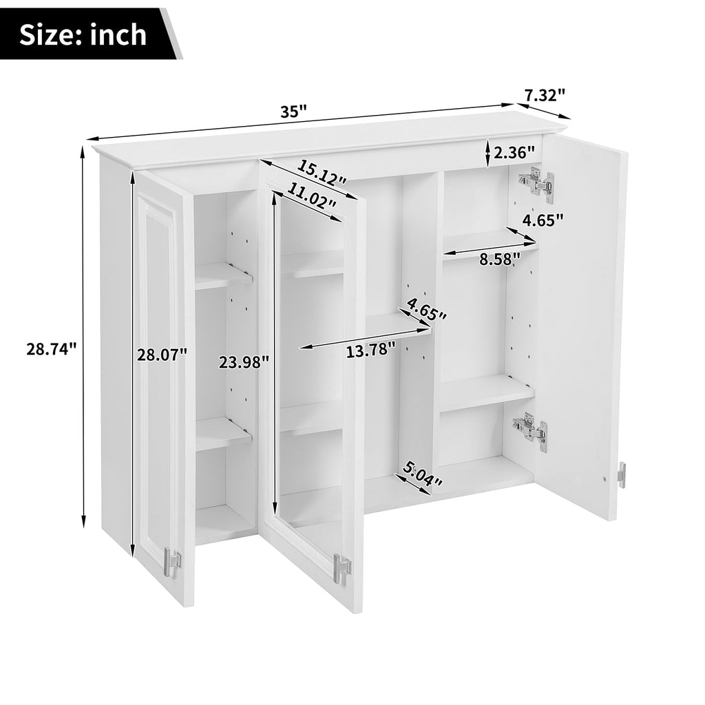 35 Inch 2-in-1 Bathroom Wall Cabinet