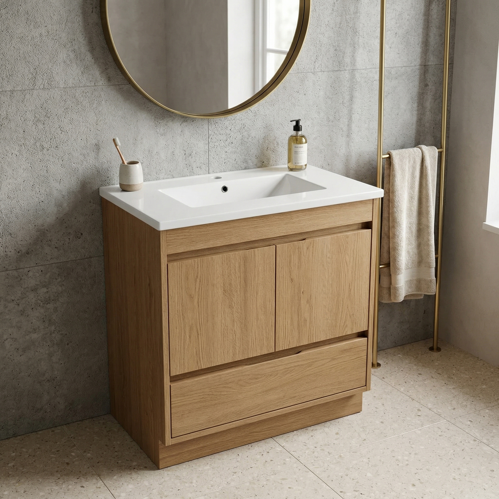 30-Inch Ceramic Bathroom Vanity Sink Top with Single Hole