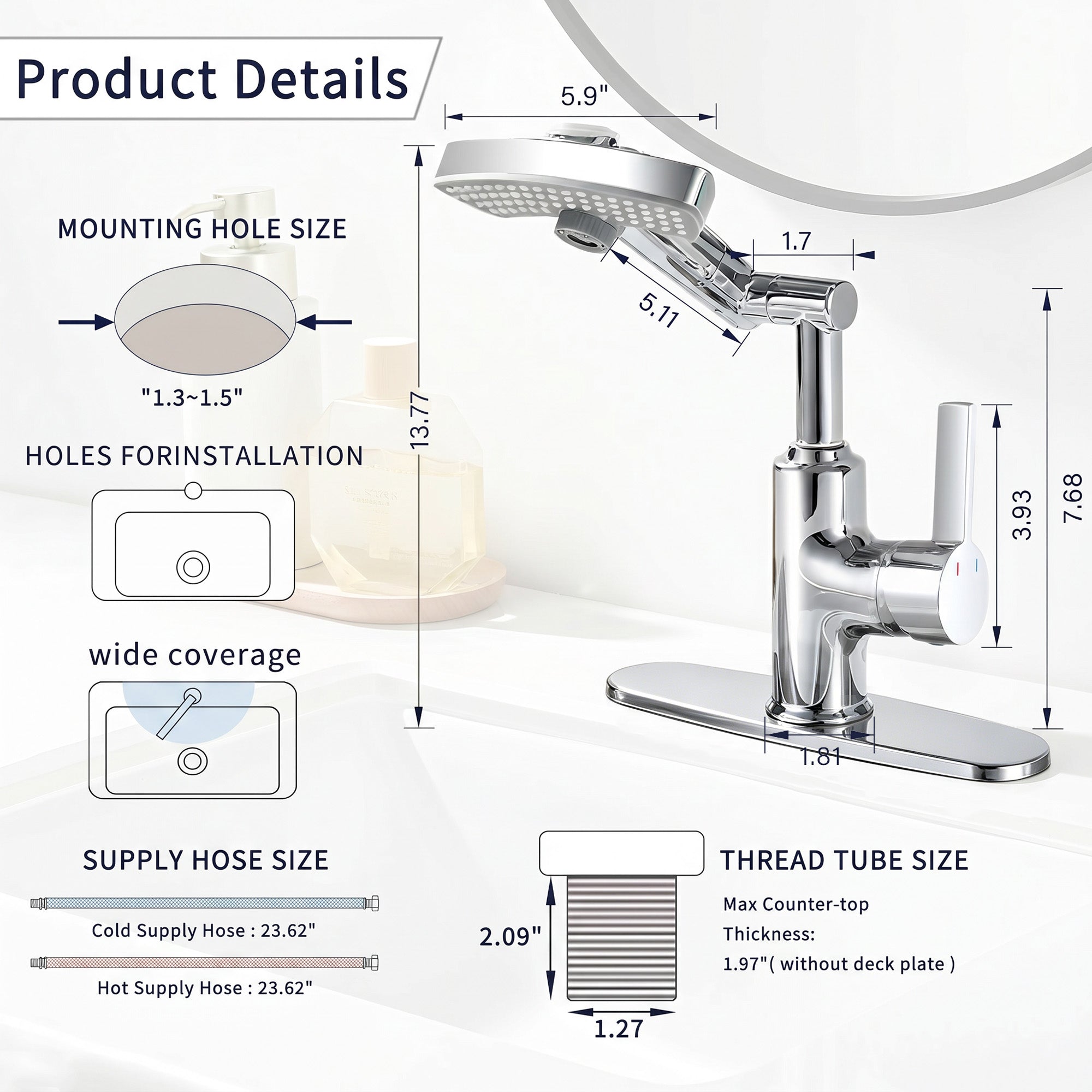 LED Temperature Display Bathroom Faucet