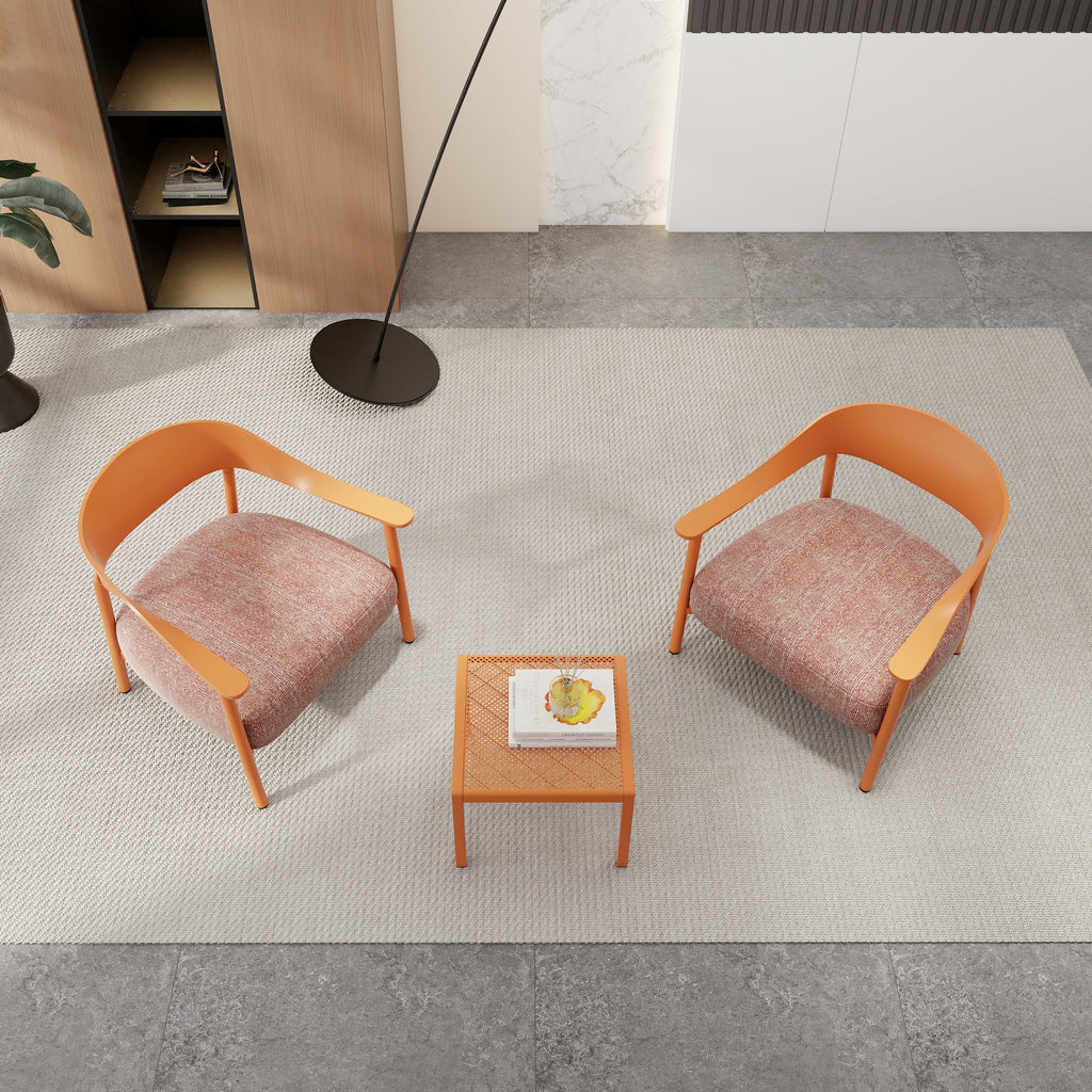 Summer Modern 2-Piece Accent Chair Set with Coffee Table – Apricot