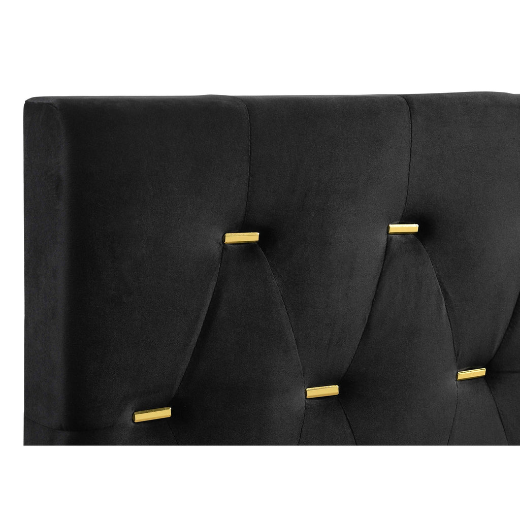 Lexie Black/Gold Diamond Tufted California King Panel Bed
