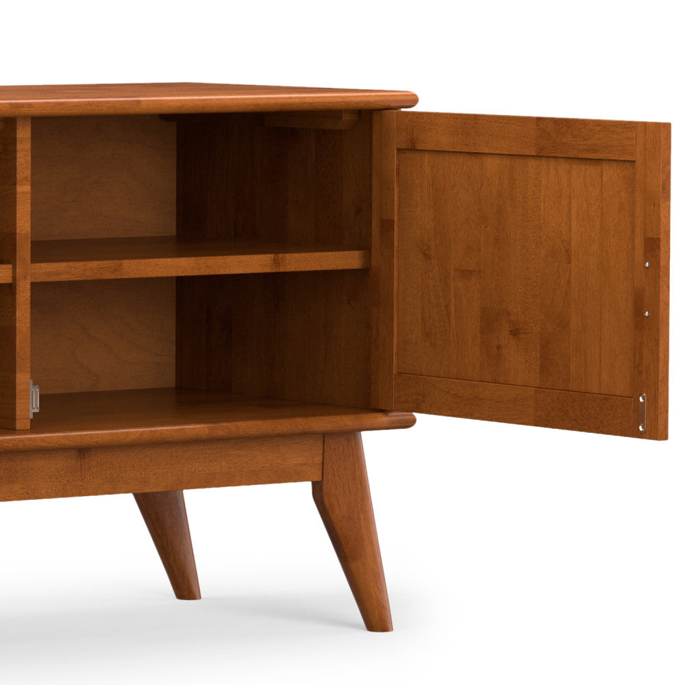Draper 72 Inch Wide Solid Wood Mid Century TV Stand in Teak