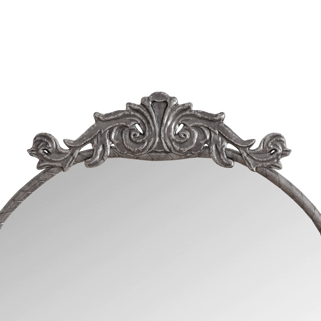 58"x24" Arched Full Body Mirror with Vintage Ornate Carving