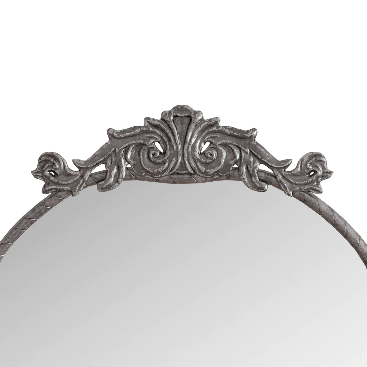 58"x24" Arched Full Body Mirror with Vintage Ornate Carving