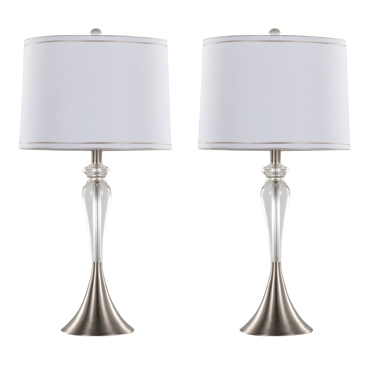 28" Contemporary Crystal Table Lamp Set
