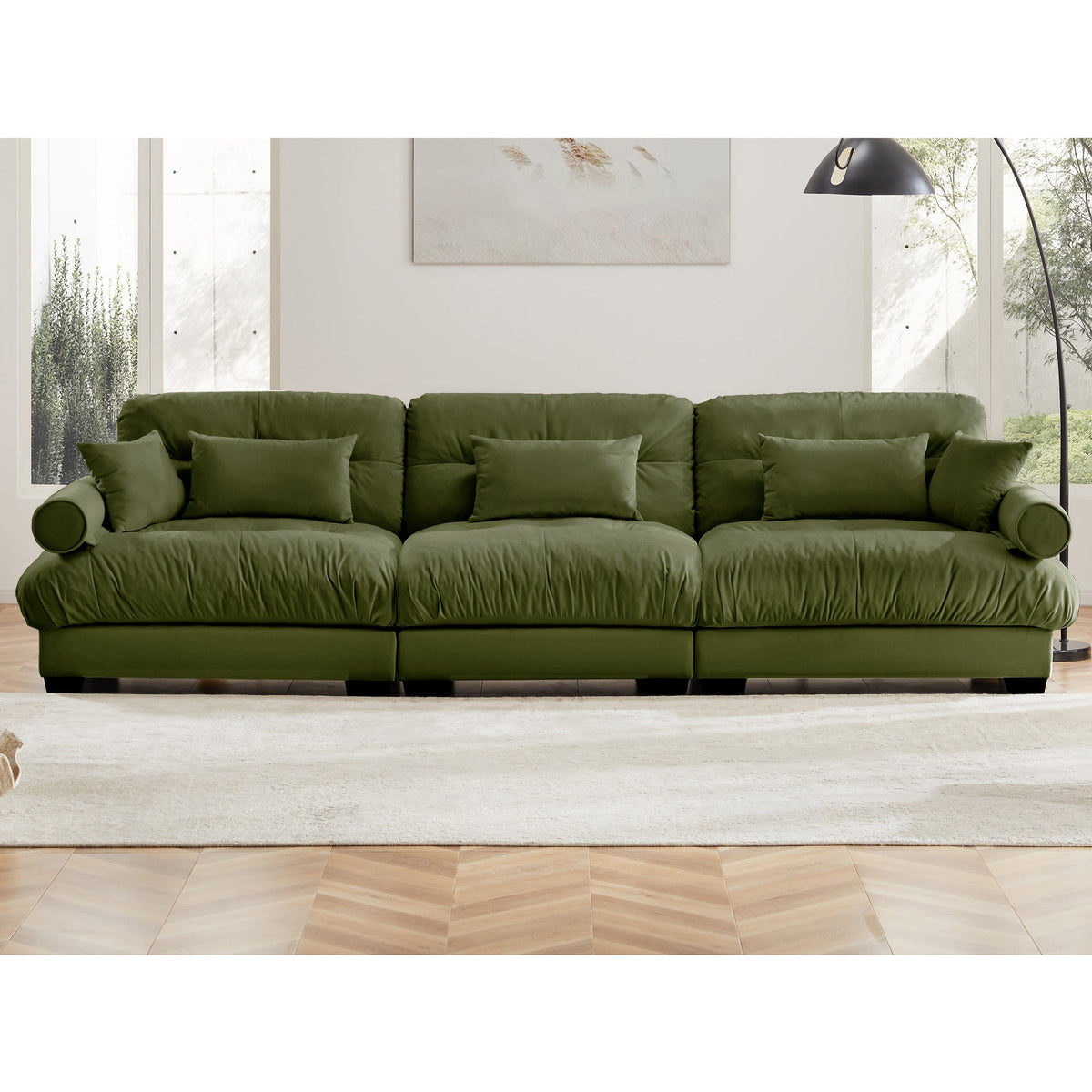 Extra Large 3 Seat Modern Velvet Sofa