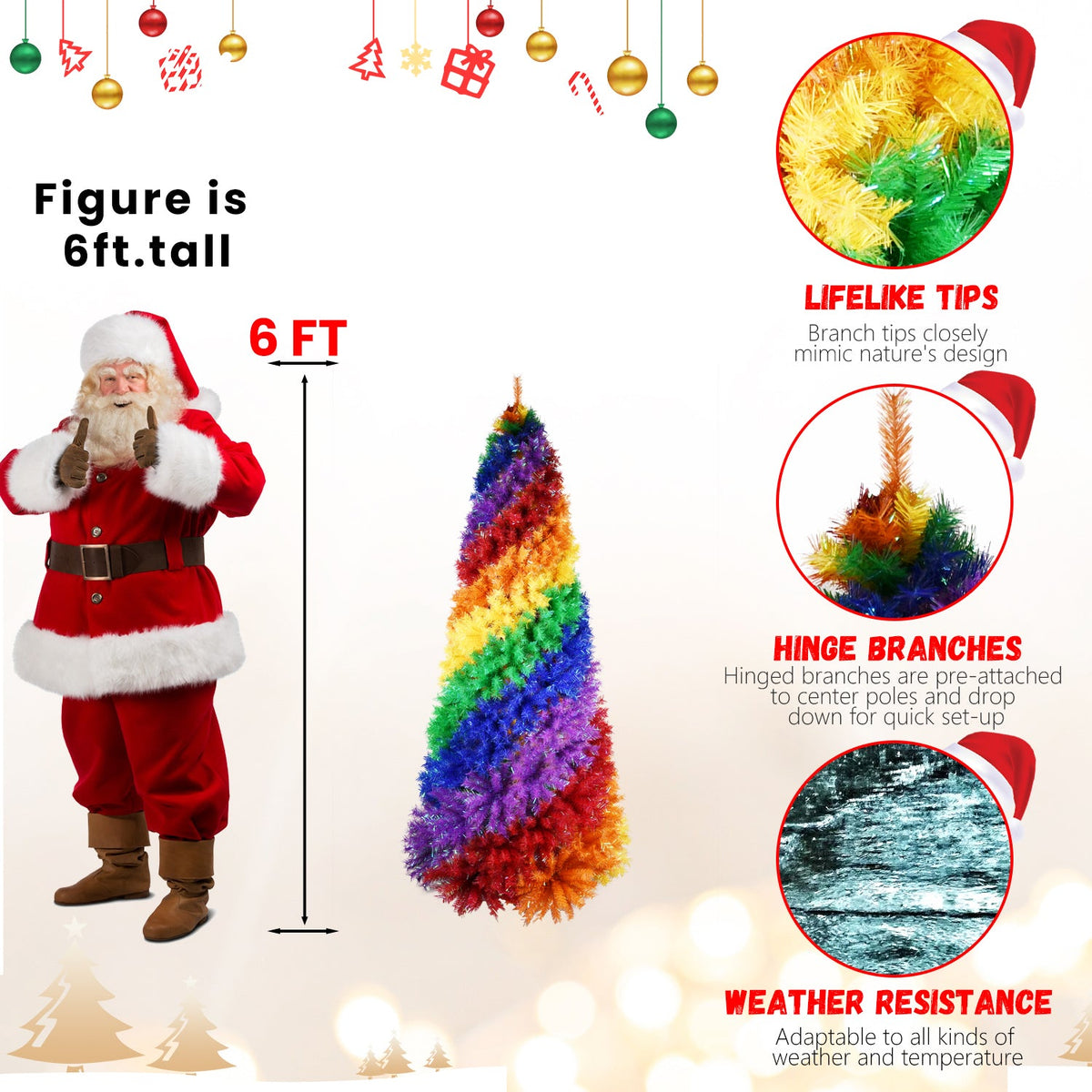 5ft Rainbow Spiral Christmas Tree