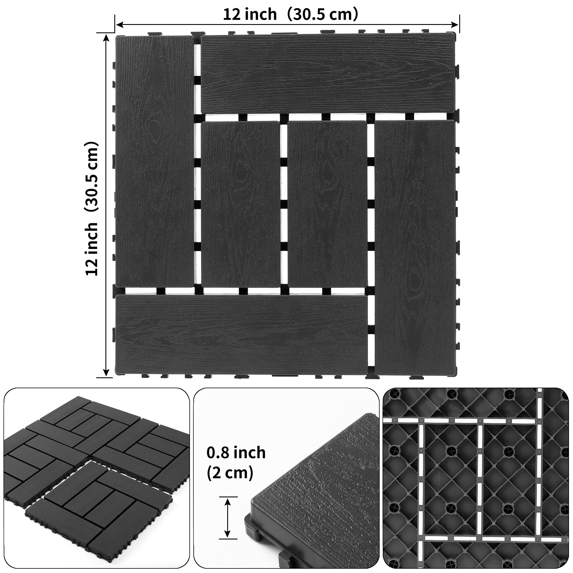 12-Inch ZZ Style Interlocking Deck Tiles