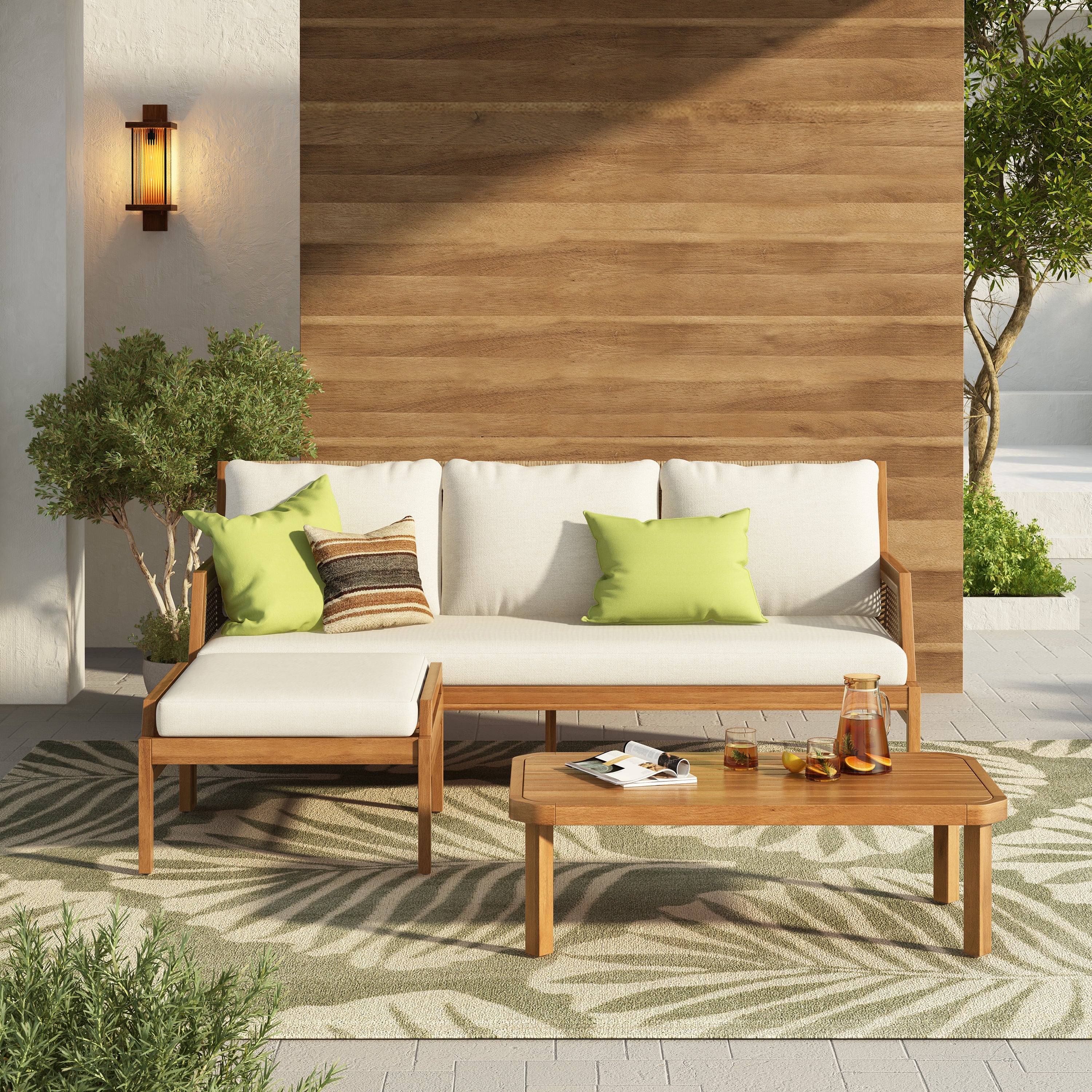 3 Piece Acacia Wood Patio Furniture Set