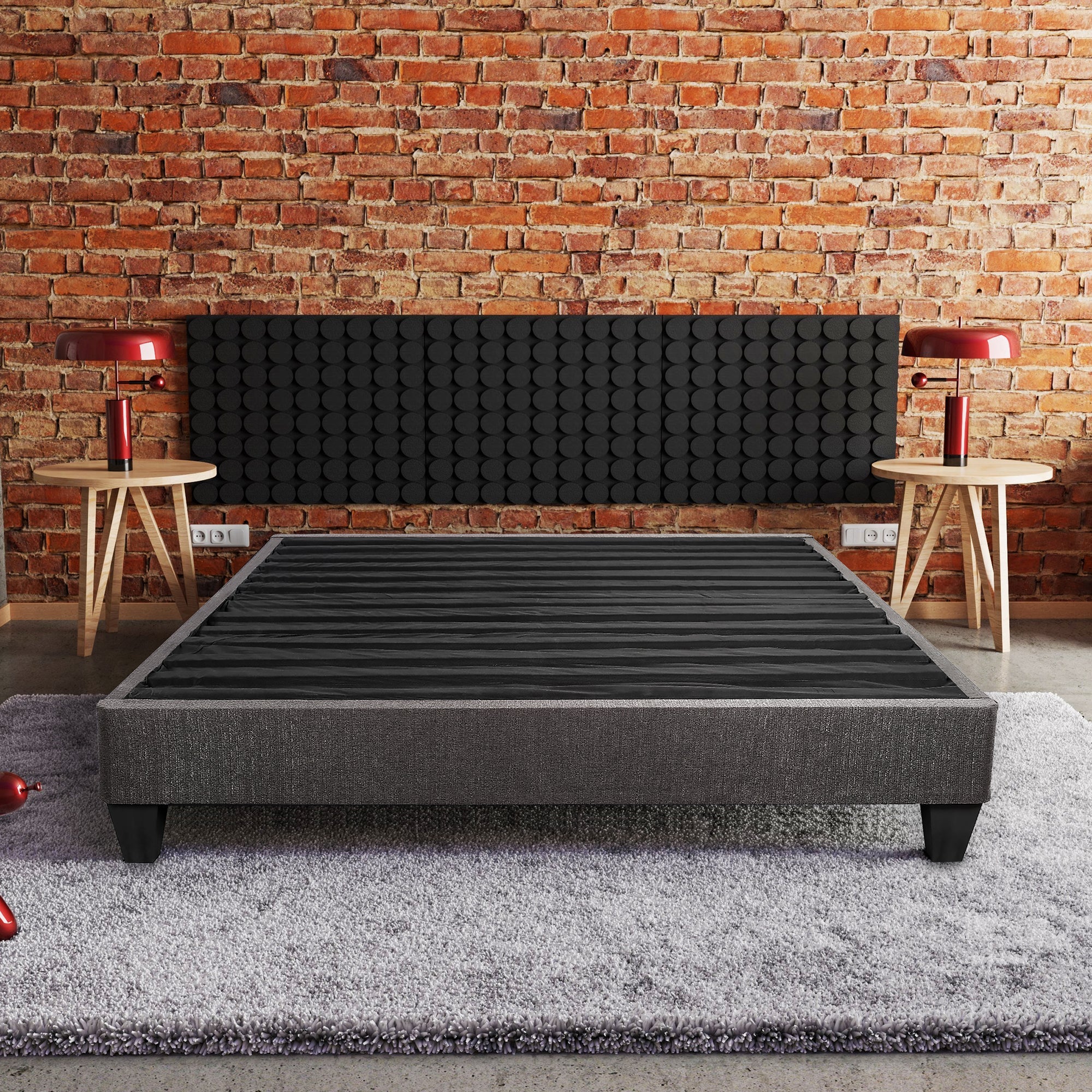 Contemporary 14 in. Platform Mattress Foundation, King Size Upholstered Bed Frame Base
