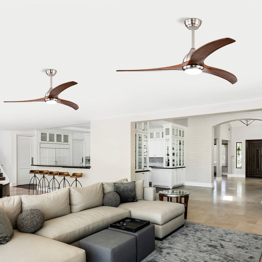 52" Solid Wood Blades Ceiling Fan With Light and Remote Control