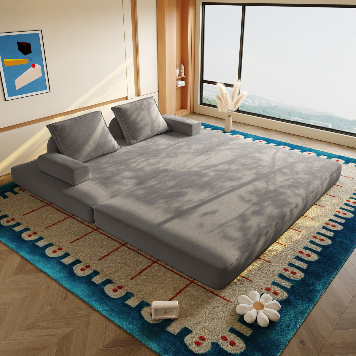 86.6" Multifunctional Convertible Sofa Bed