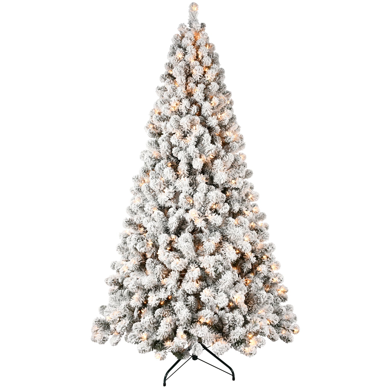 9ft Flocked Pre-Lit Christmas Tree with 650 UL Warm Lights