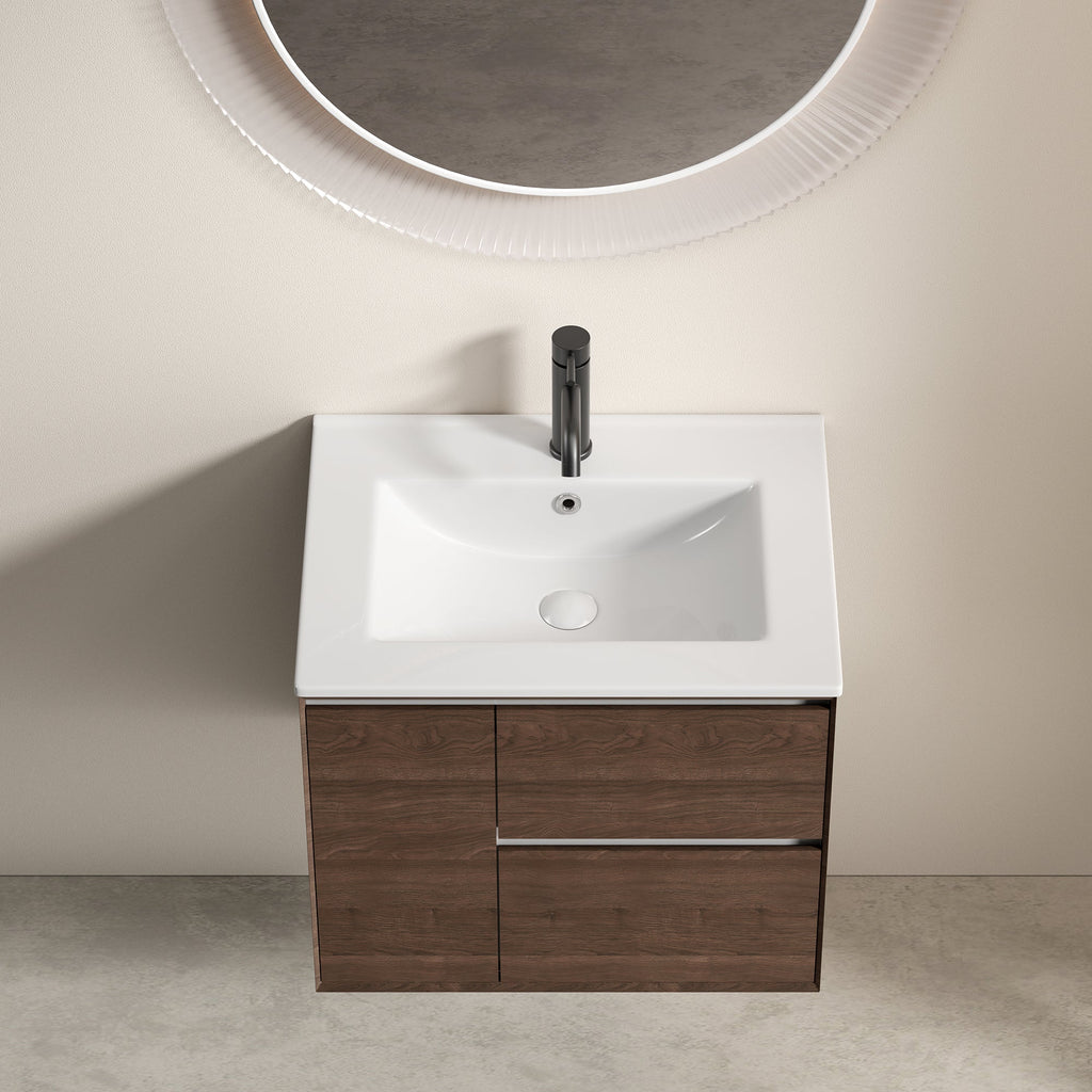24 Inch Bathroom Vessel Sink, Glossy Ceramic Vanity Sink Top