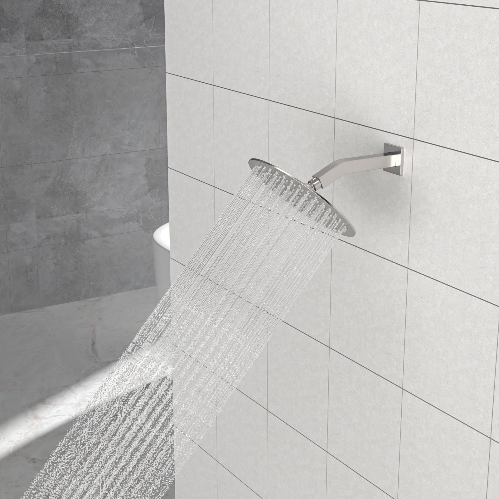 Brushed Nickel Shower Arm with Flange