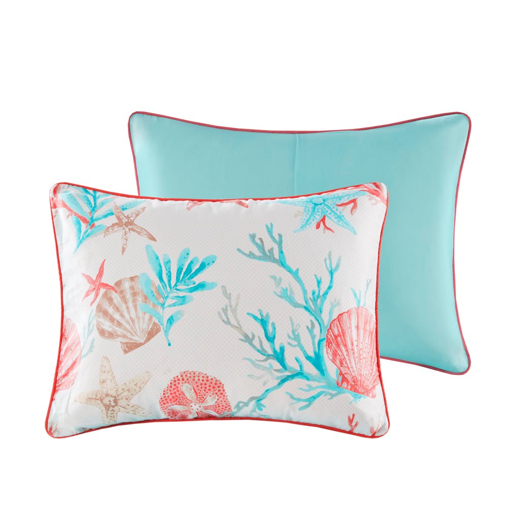 7 Piece Cotton Sateen Comforter Set - Coral - Cal King