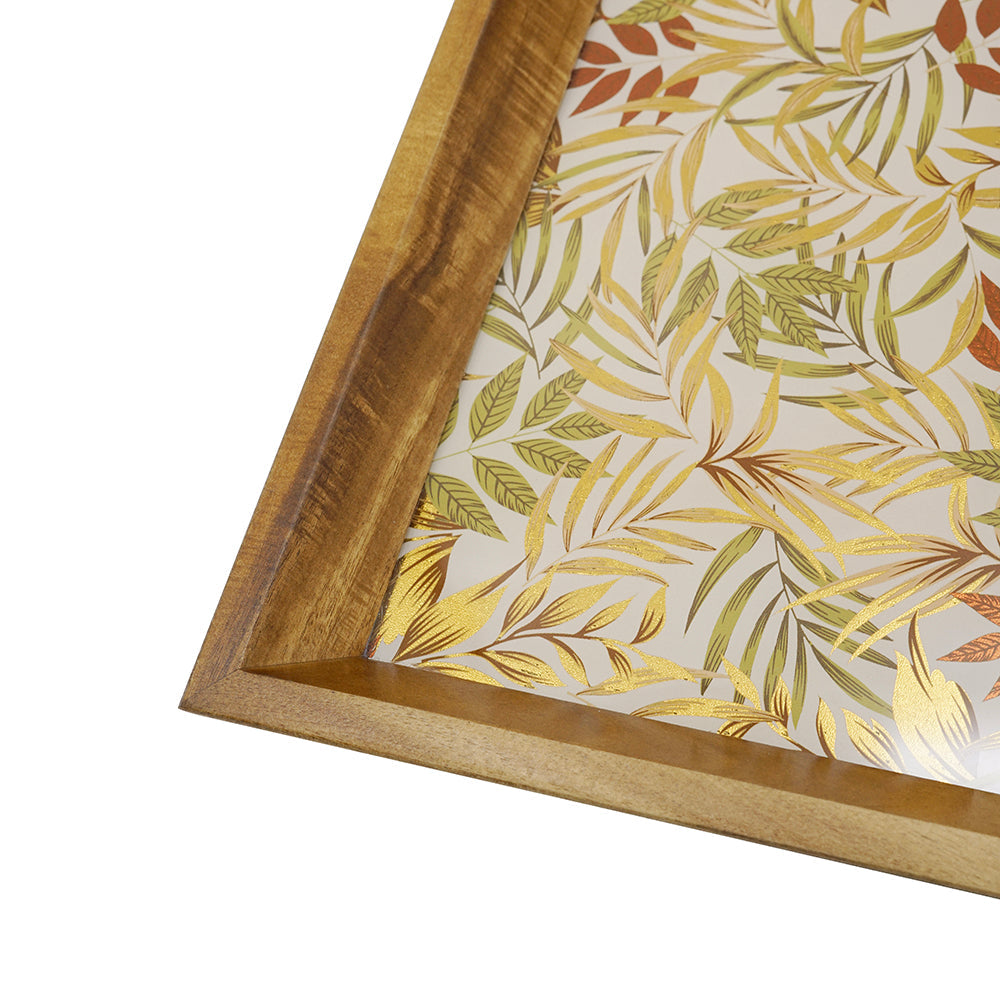 Set of 2 Square Acacia Wood Mirrored Tray