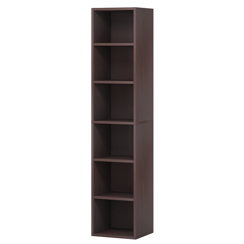70.9" Cherry 6-Tier Narrow Corner Cube Bookcase