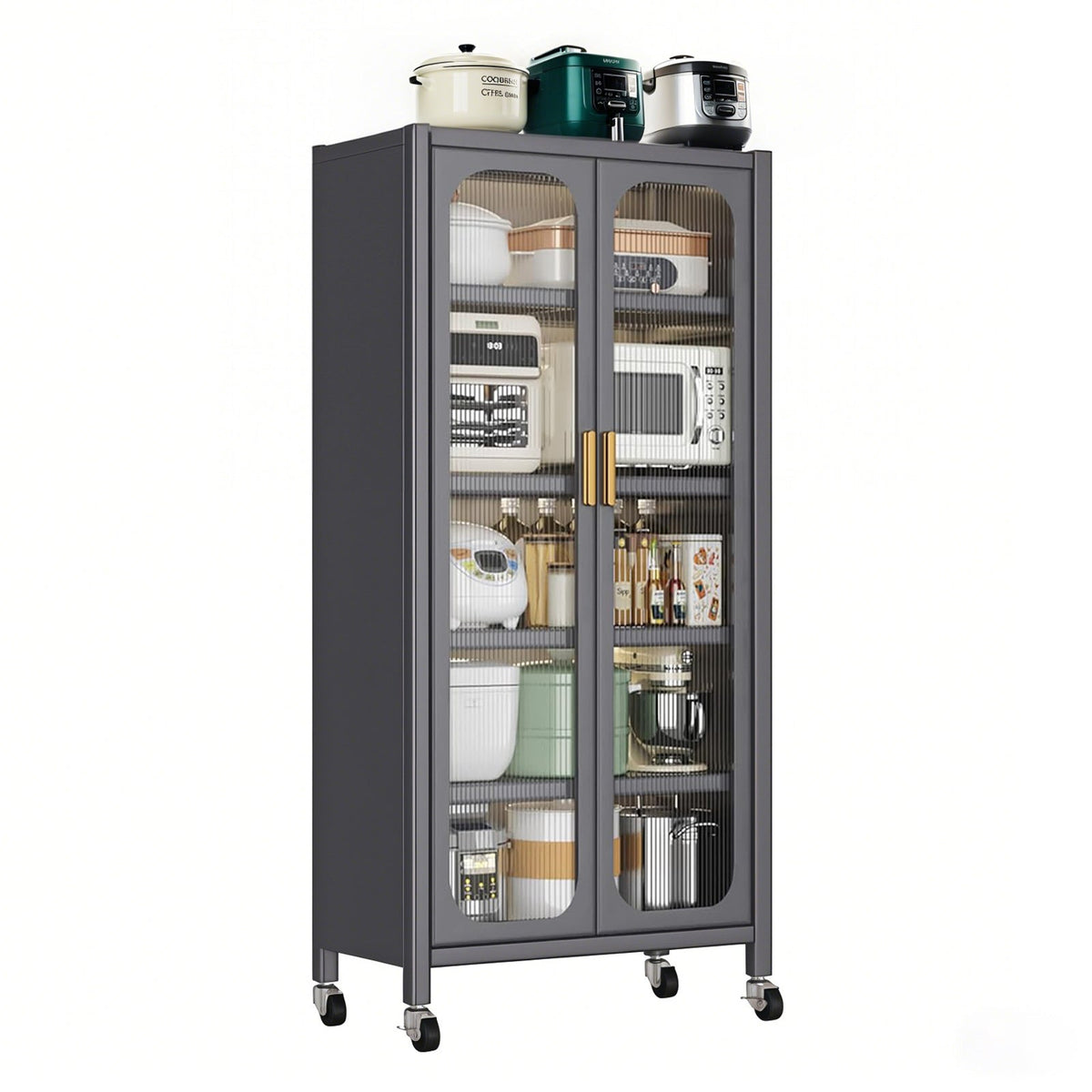 Open-Door Kitchen Shelving Multilevel Storage Cabinet