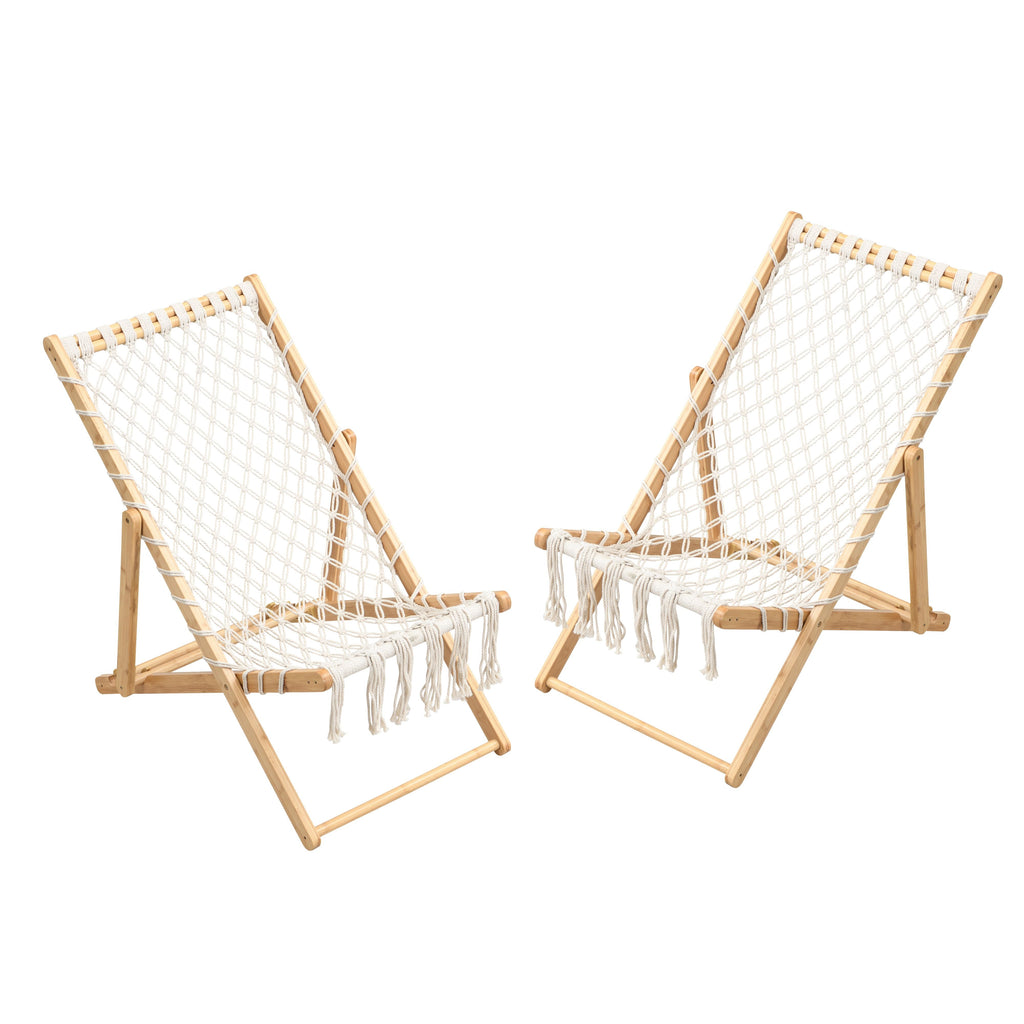 Set of 2 Weaving Chairs with Handwoven Rope