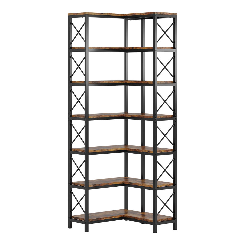 79.53" Tall 7-Tier Large Corner Bookshelf