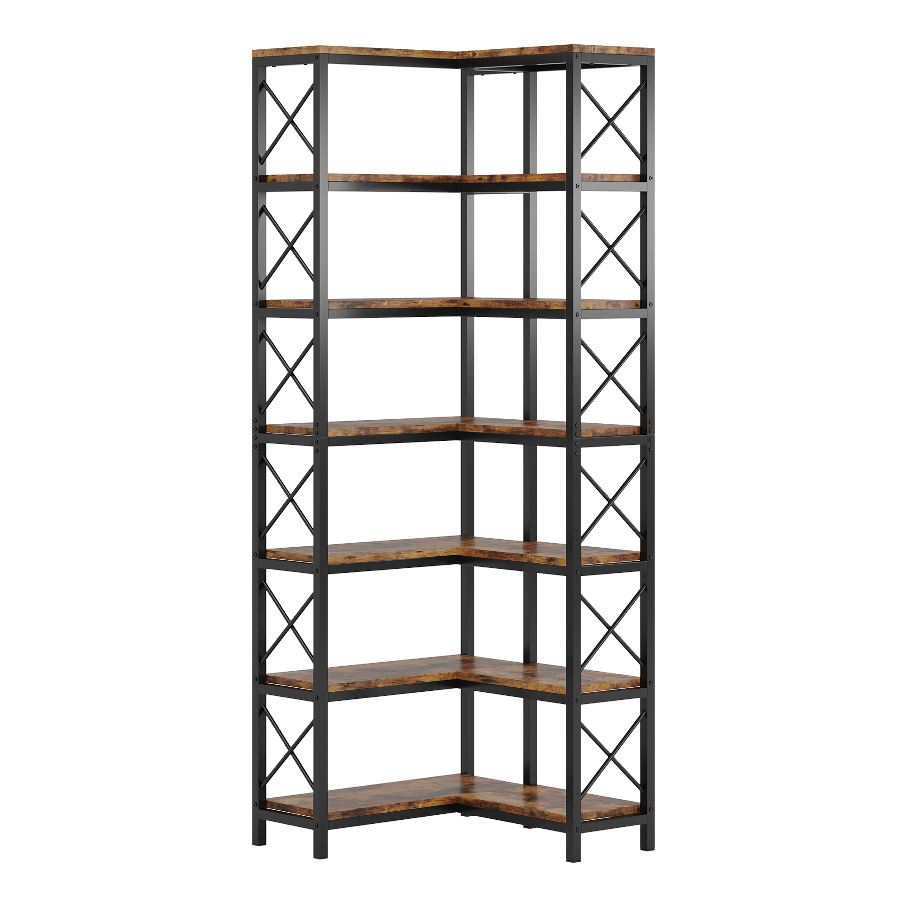 79.53" Tall 7-Tier Large Corner Bookshelf