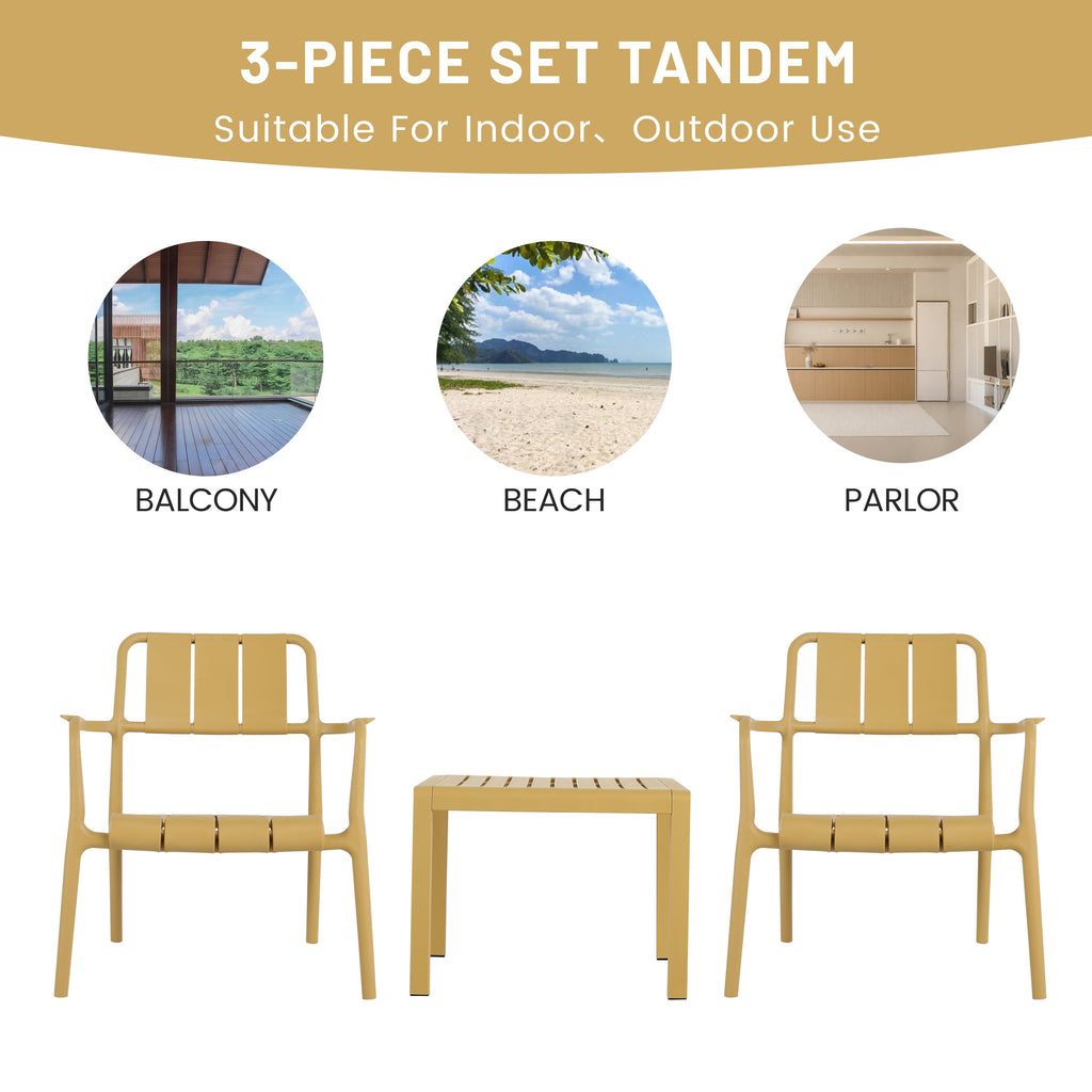 Summer 2-Piece PP Single-Seater Chairs + Coffee Table Set