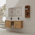 48" Wall-Mounted Bathroom Vanity With Double Sink and Storage Rack