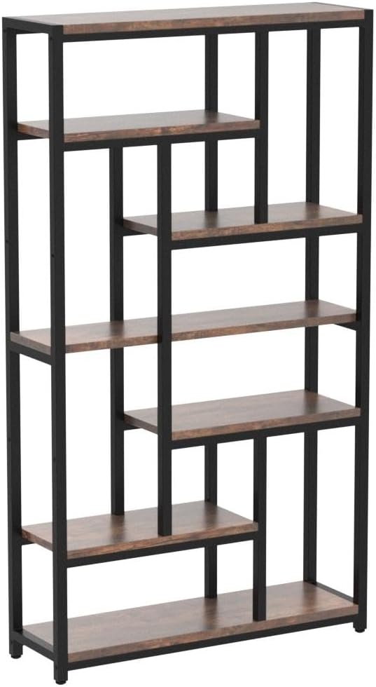 78.7" Extra Tall 7-Tier Industrial Vintage Rustic Bookcase