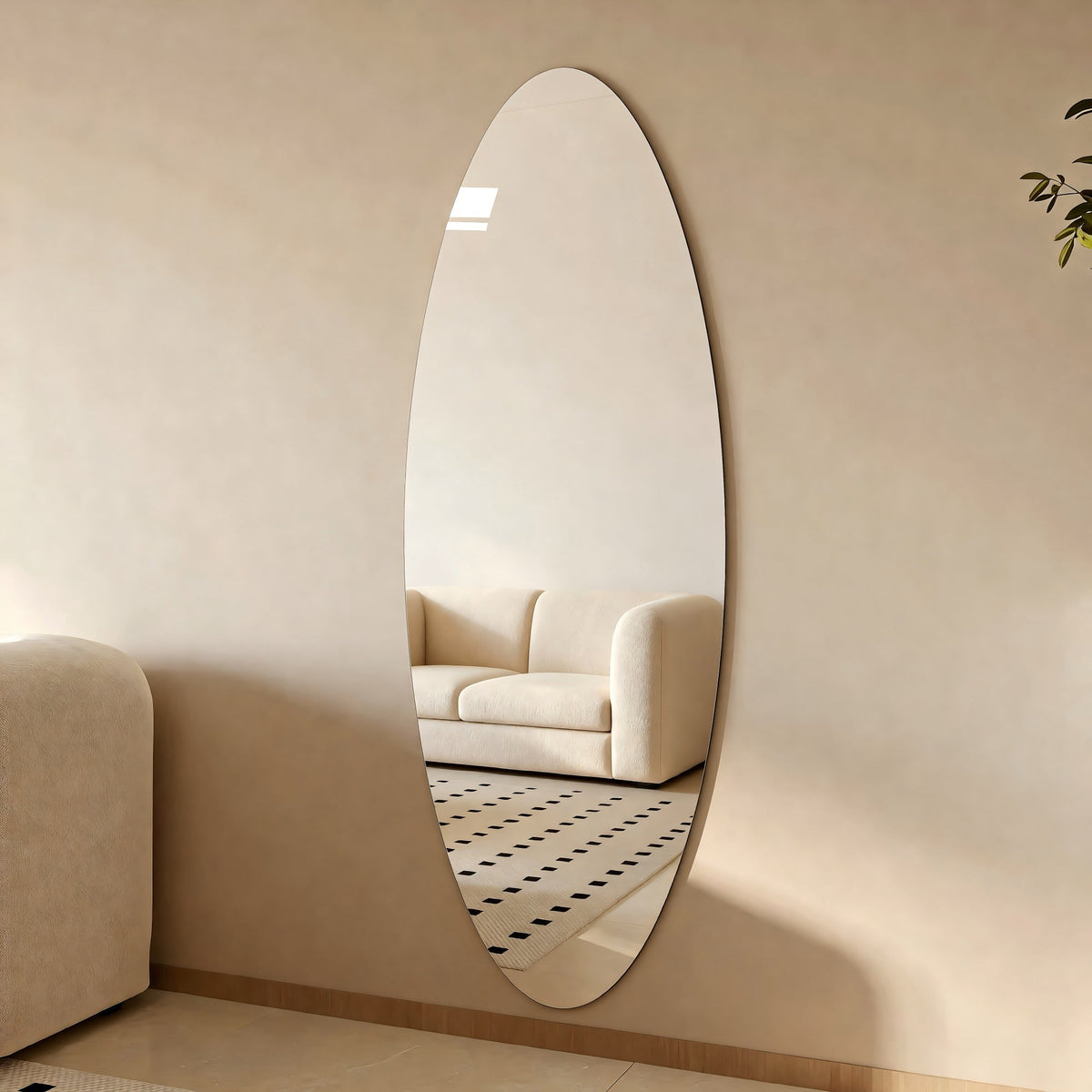 63" x 24" Modern Oval Full Length Wall Mirror