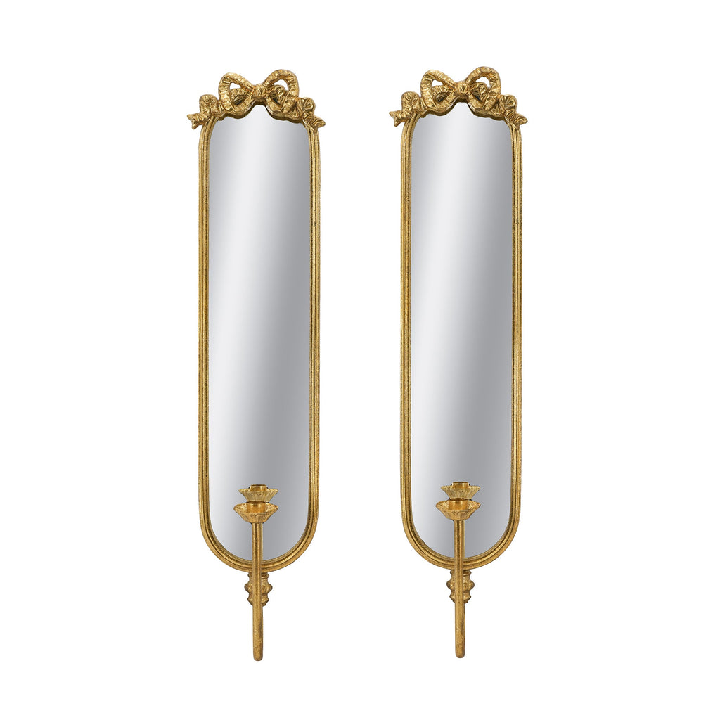 Set of 2 Bow-Top Mirrored Sconce