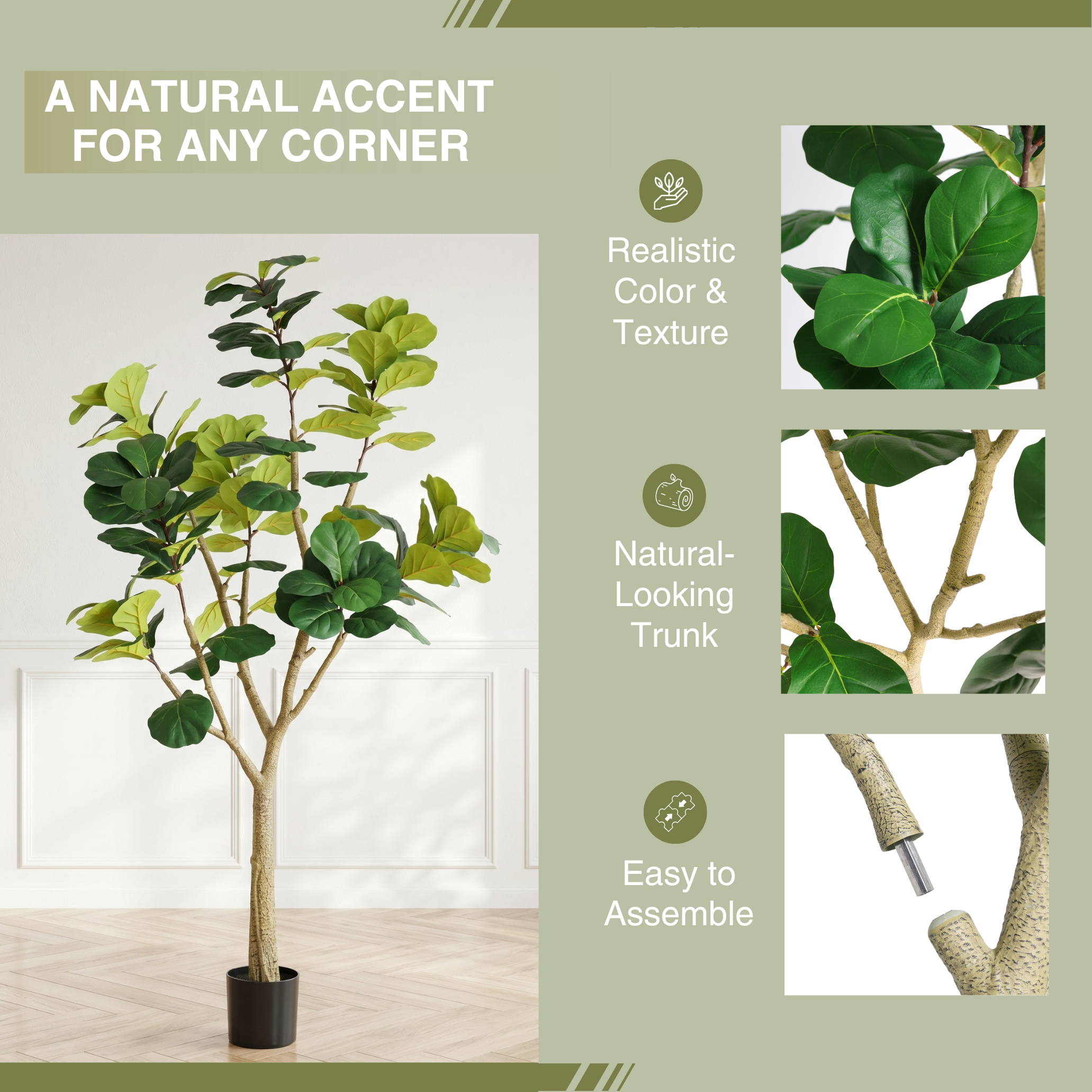 7FT Artificial Fiddle Leaf Fig Tree