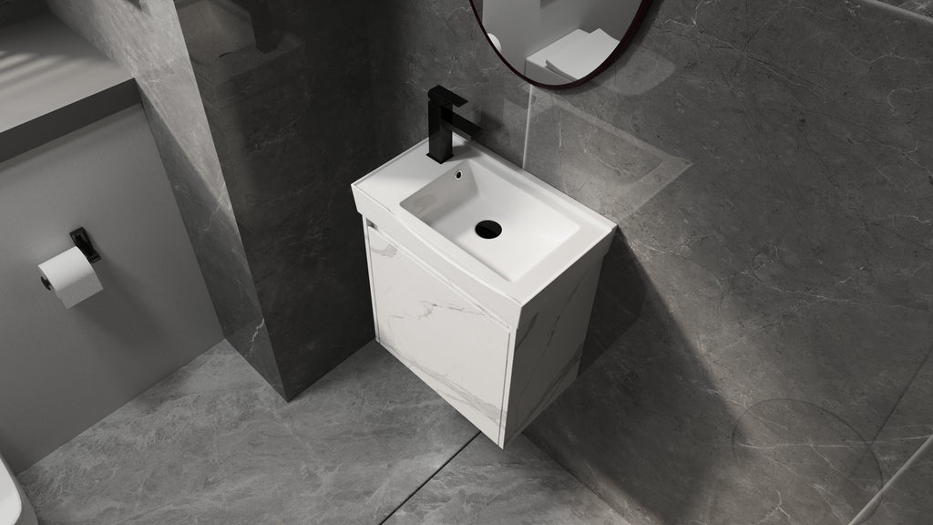 20" Wall-Mounted Bathroom Vanity with Ceramic Sink