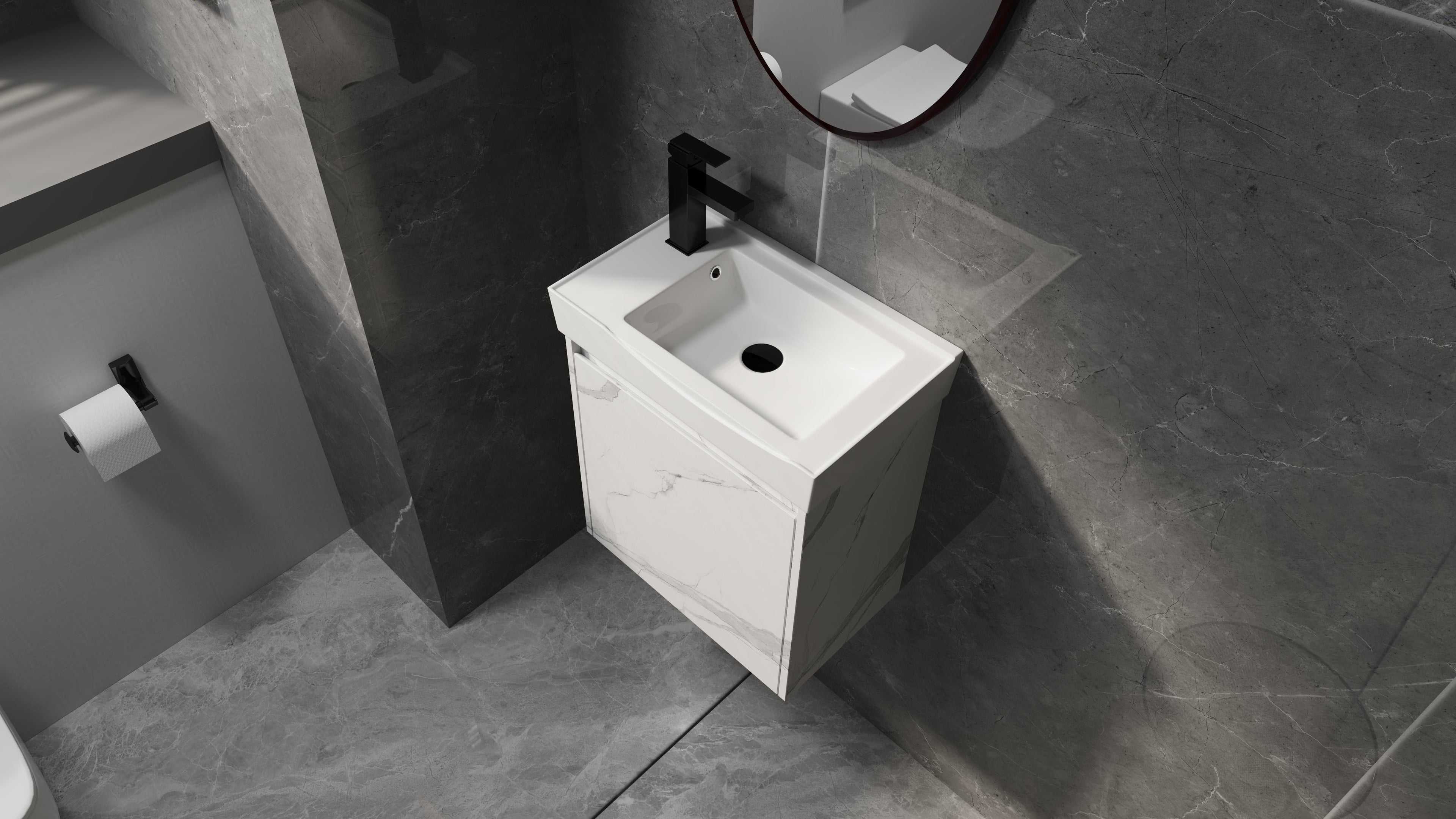 20" Wall-Mounted Bathroom Vanity with Ceramic Sink