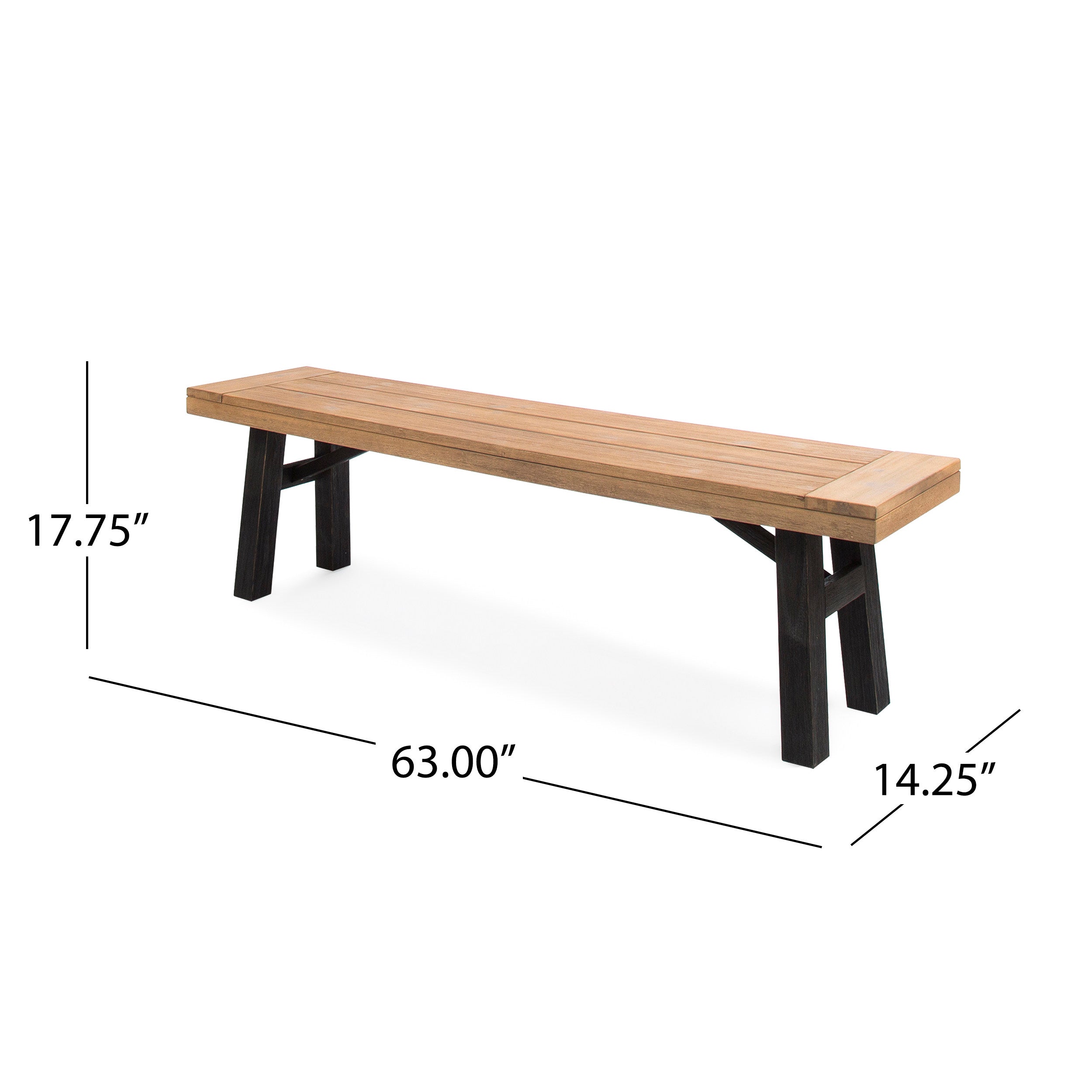 Outdoor Bench with Slat Panel Design and Acacia Wood Frame (Set of 2)