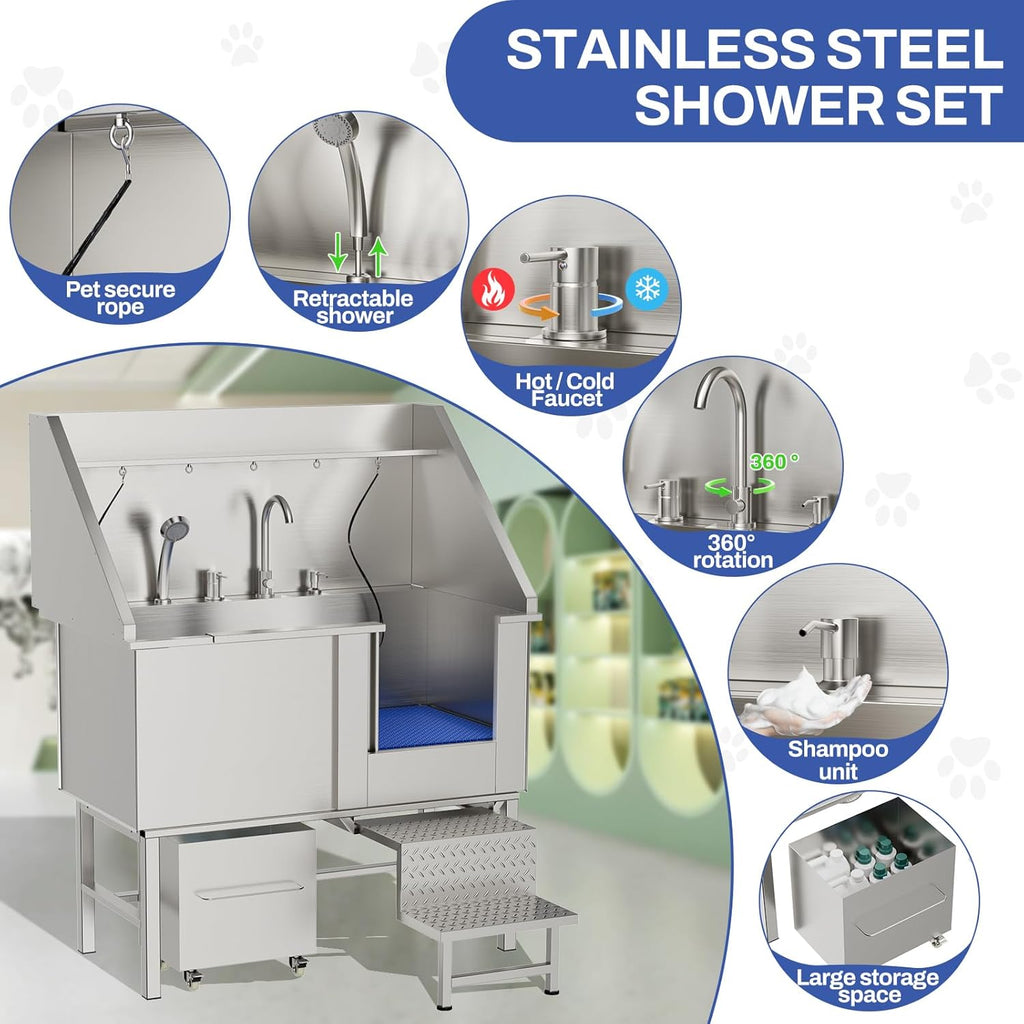 50in Stainless Steel Dog Washing Station