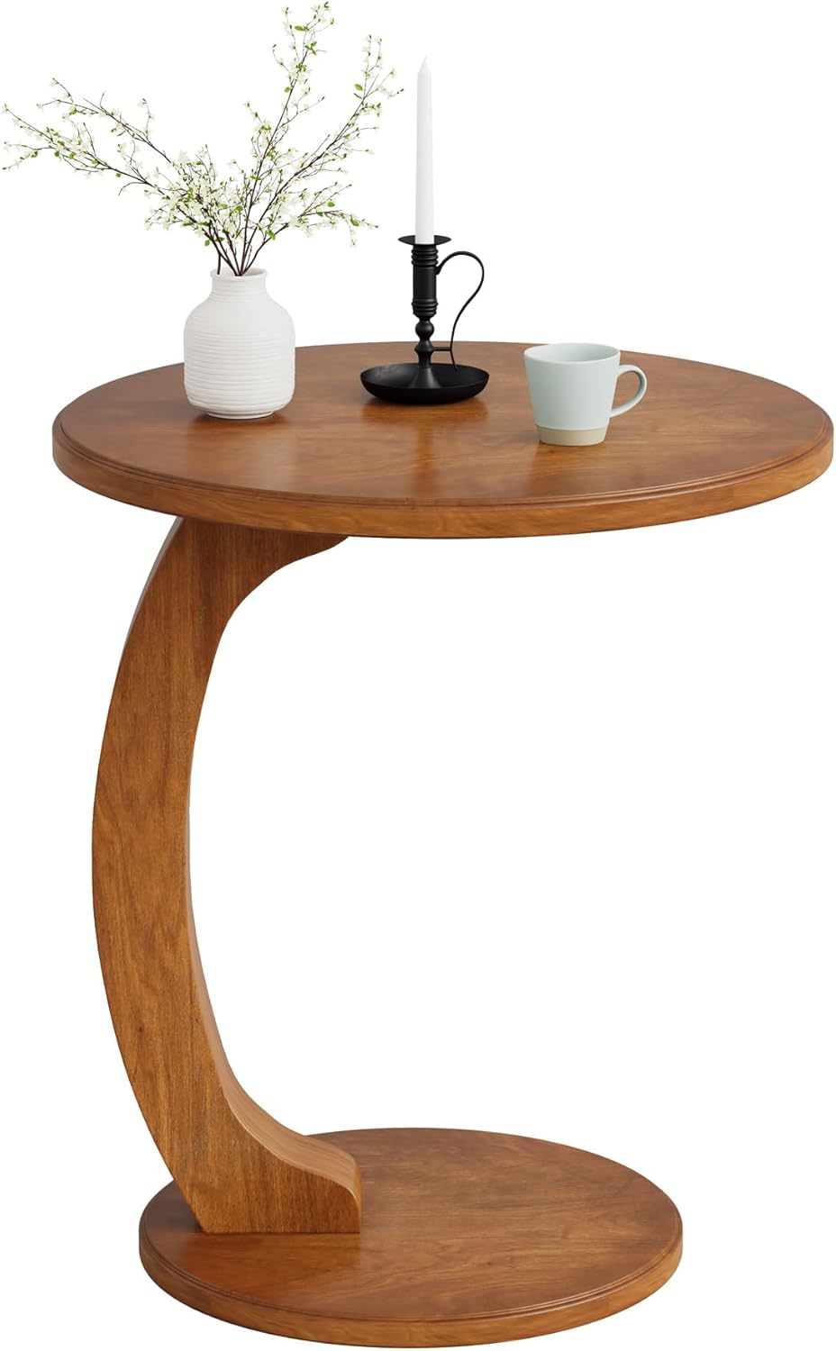 18.9" C-Shaped Round End Table