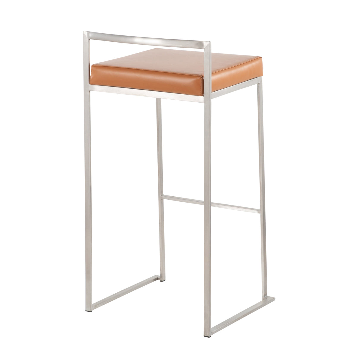 Contemporary Stackable Barstool with Camel Faux Leather - Set of 2