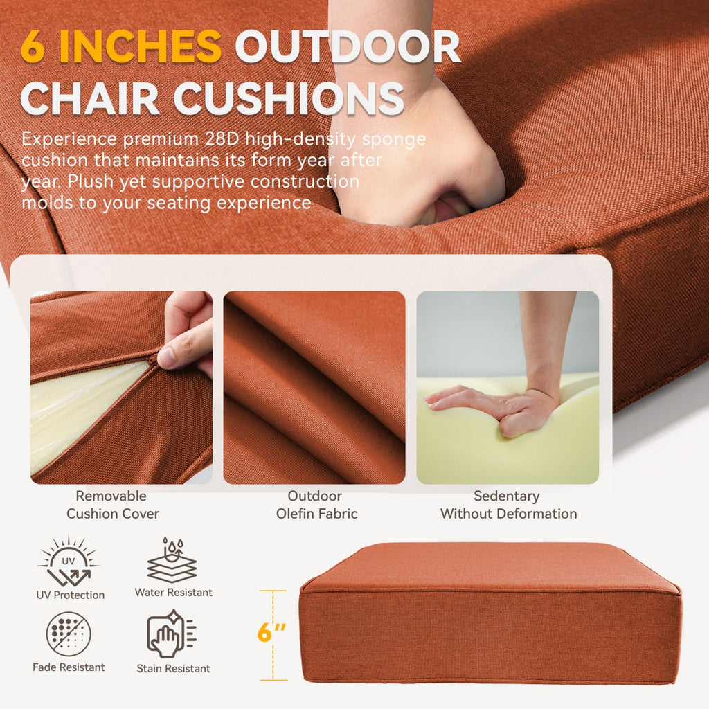 6" Thicker Outdoor Chair Cushion Set - 2 Packs