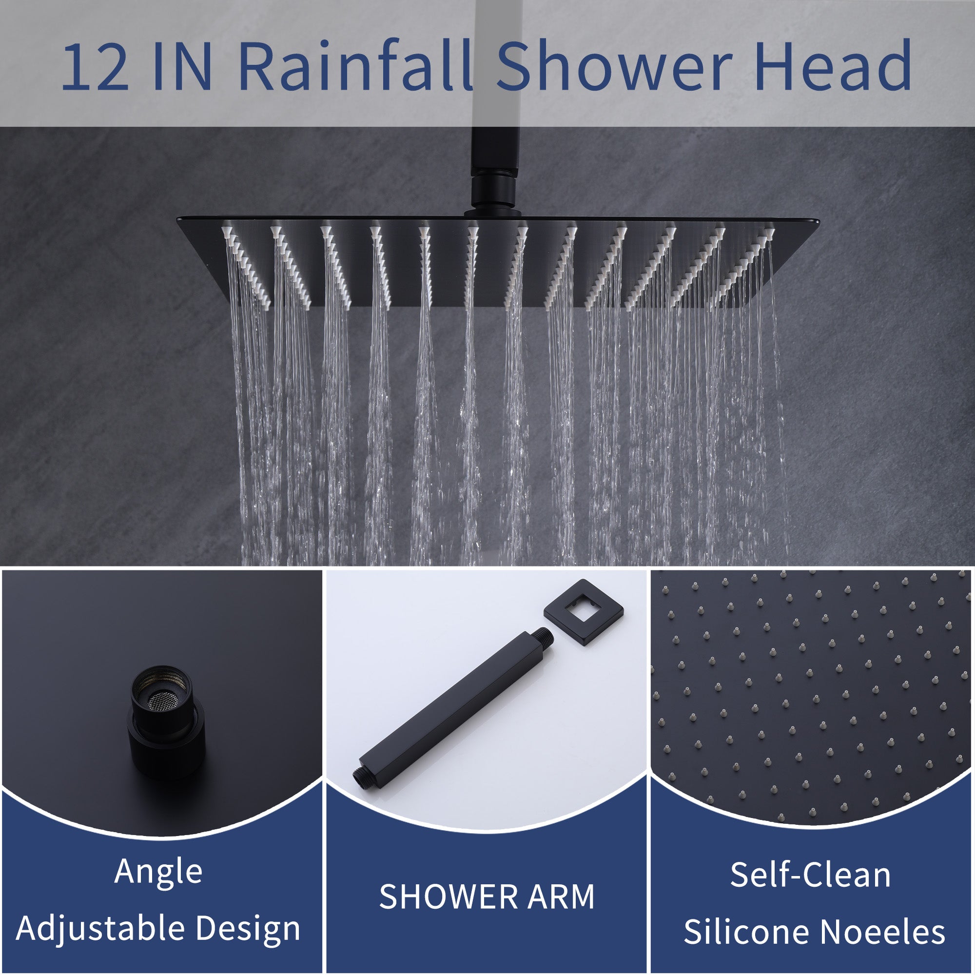 12 Inch Rainfall Shower Faucet Set