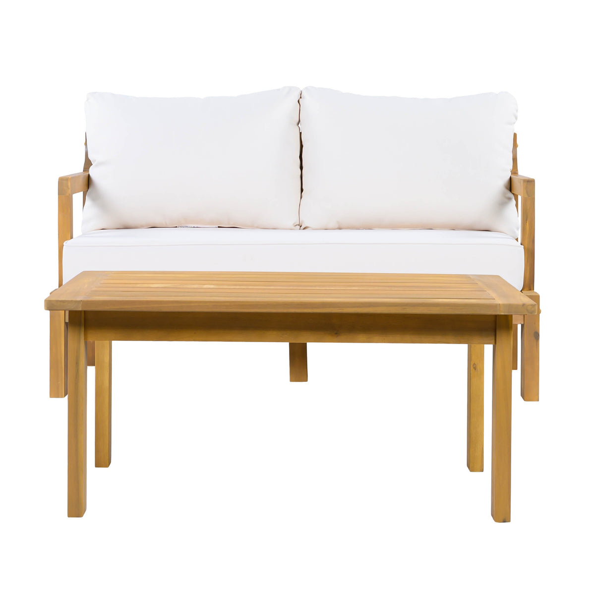 Outdoor 2-Piece Acacia Wood Patio Chat Set