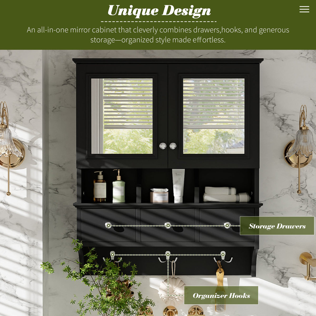 4-In-1 Bathroom Mirror Cabinet