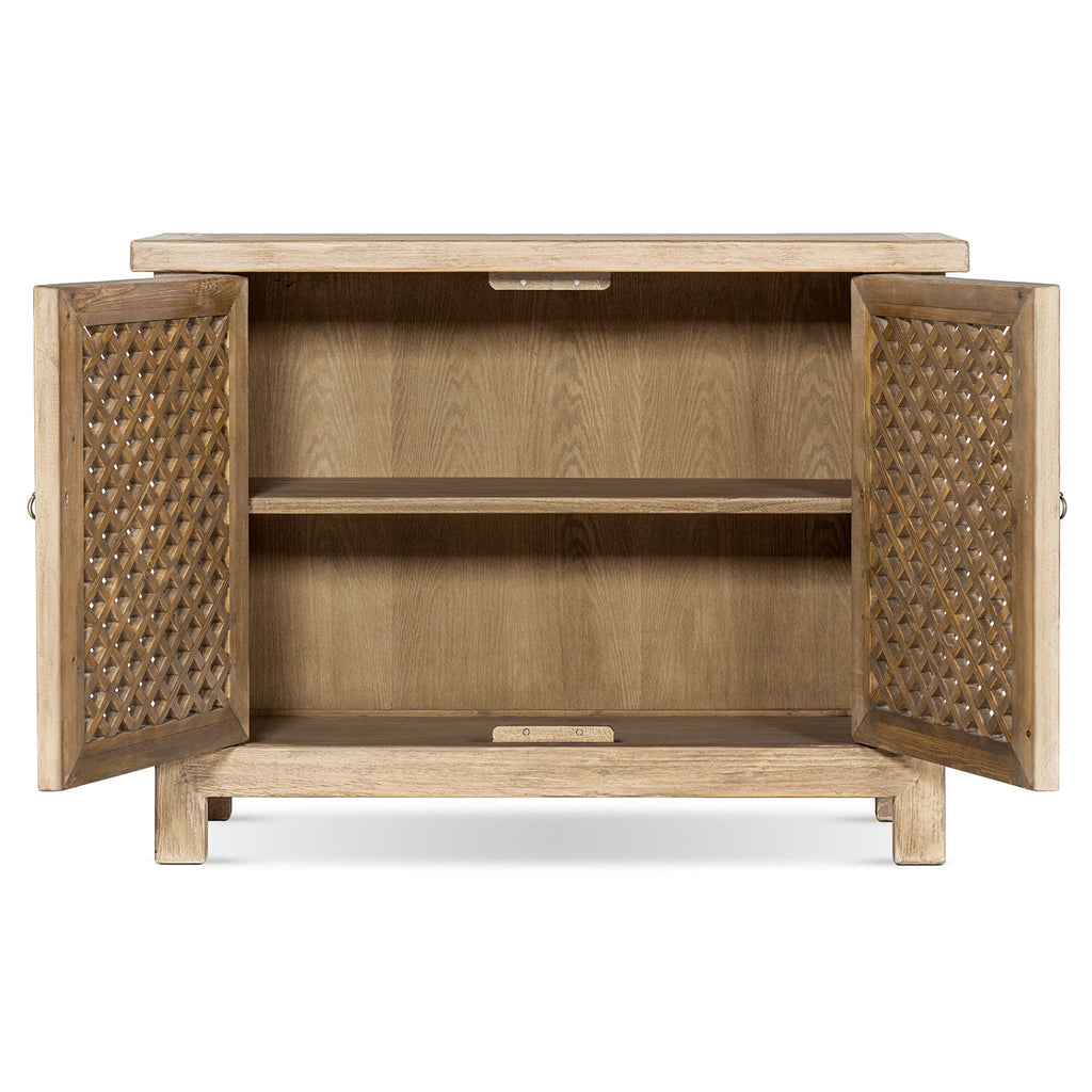Arden 51" Solid Reclaimed Pine Lattice 2-Door Accent Storage Cabinet