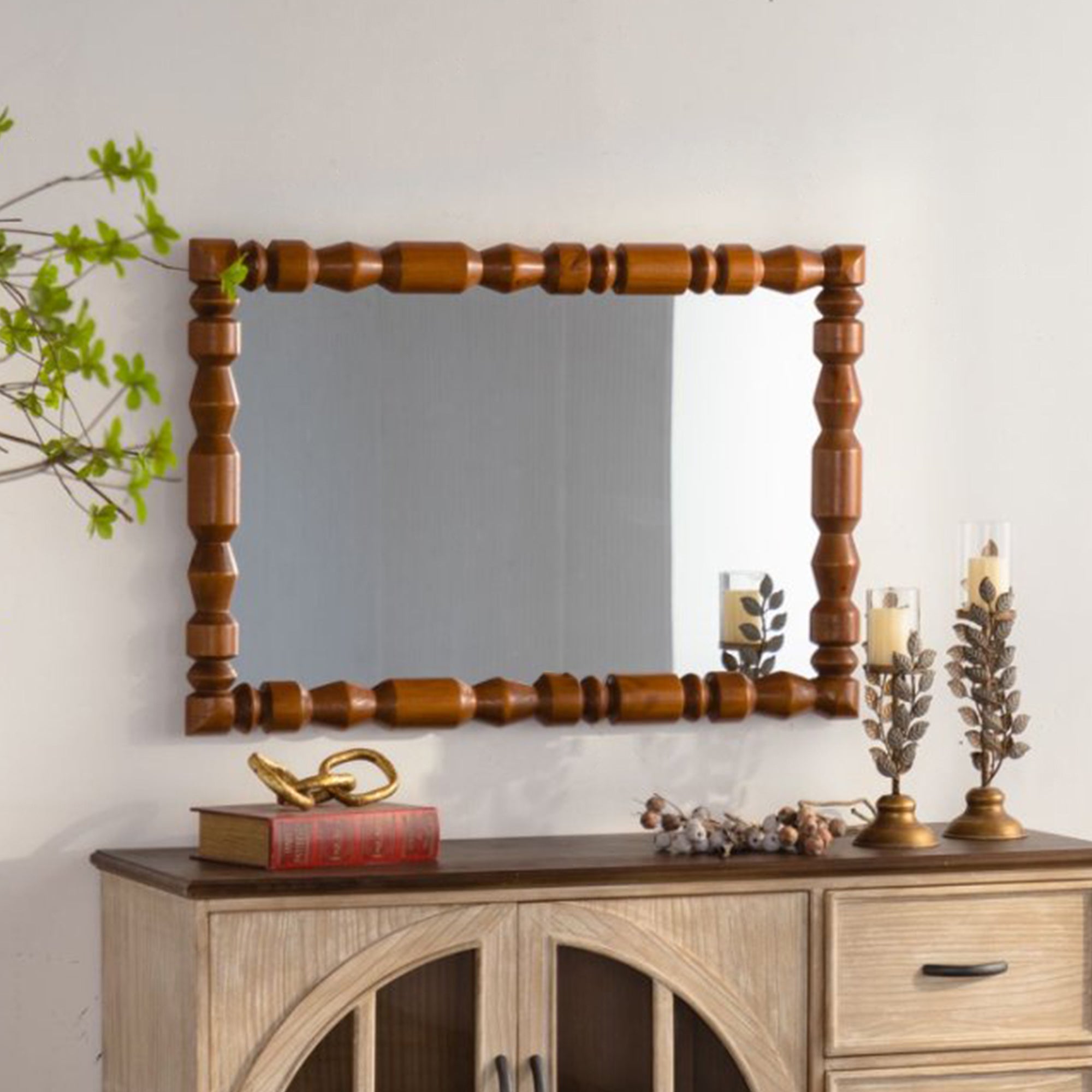 Vintage Wooden Carved Wall Mirror