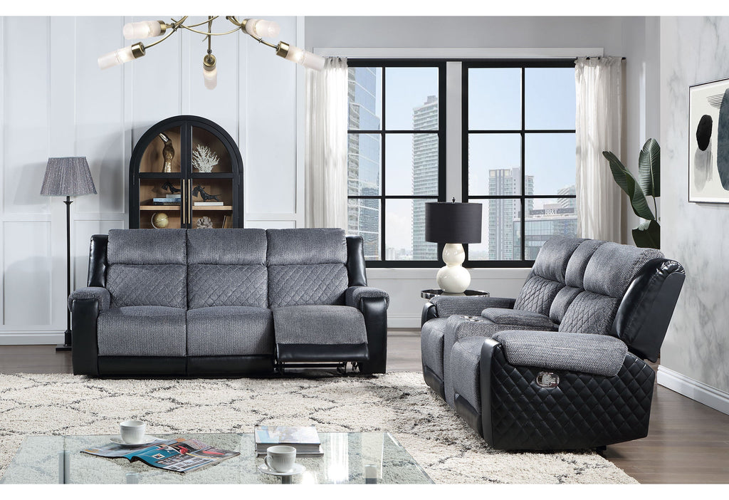 Alicia Grey/black Console Reclining Loveseat